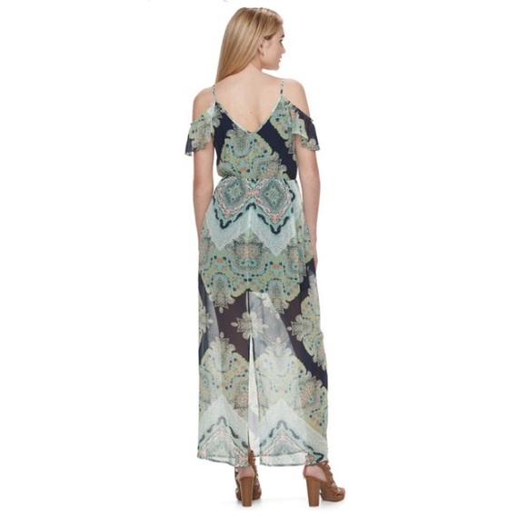 LILY ROSE Paisley Cold-Shoulder Maxi Dress M - Picture 3 of 7